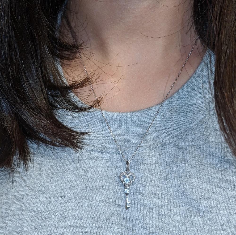Blue Heart Key Necklace